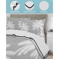 thumbnail image 4 of Quilts King Size Bedding Set, Grey Palm Trees Lightweight Quilted Comforter, Farmhouse Tropical Summer Beach Soft Reversible Bedspread Coverlet with Pillow Covers for All Season, 96" x 106", 4 of 7
