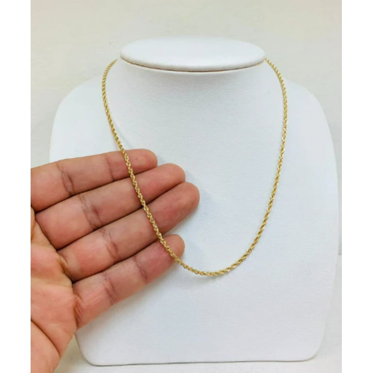 18K Gold 1.5mm Diamond Cut Rope Chain Necklace, 18K Gold Rope Chain, 18K Gold Necklaces,18K Gold Chain Gold Dainty Necklace, Real 18K Gold Chain, 16