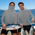 thumbnail image 3 of Bulopur Men’s Fishing Sun Hoodie with Mask, UPF 50+ UV Protection Long Sleeve Rash Guard in Solid Light Gray, Quick Dry Breathable Top for Boating and Hiking, 3 of 8
