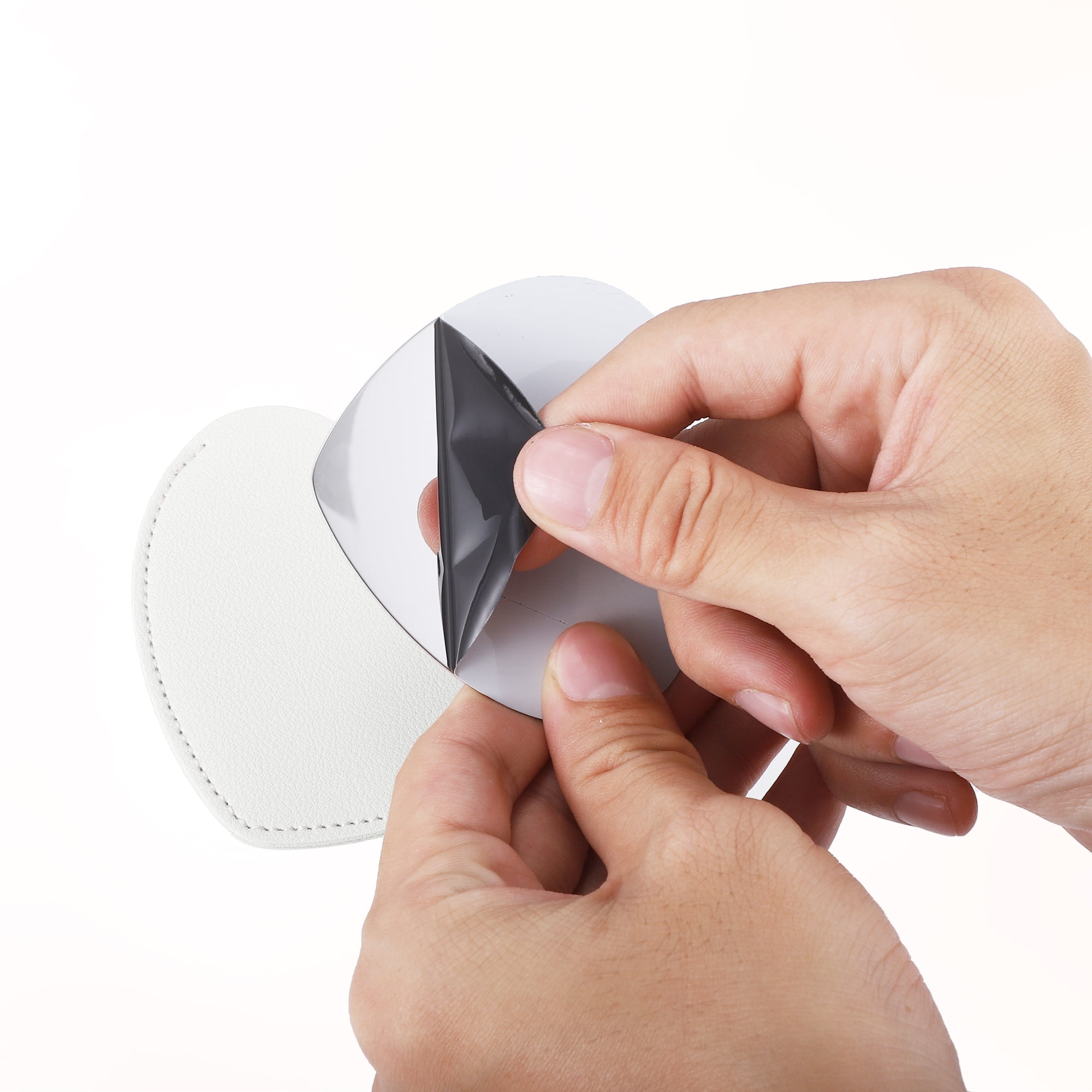 Unique Bargains Heart Shaped Compact Mirror PU Leather Case for Women White