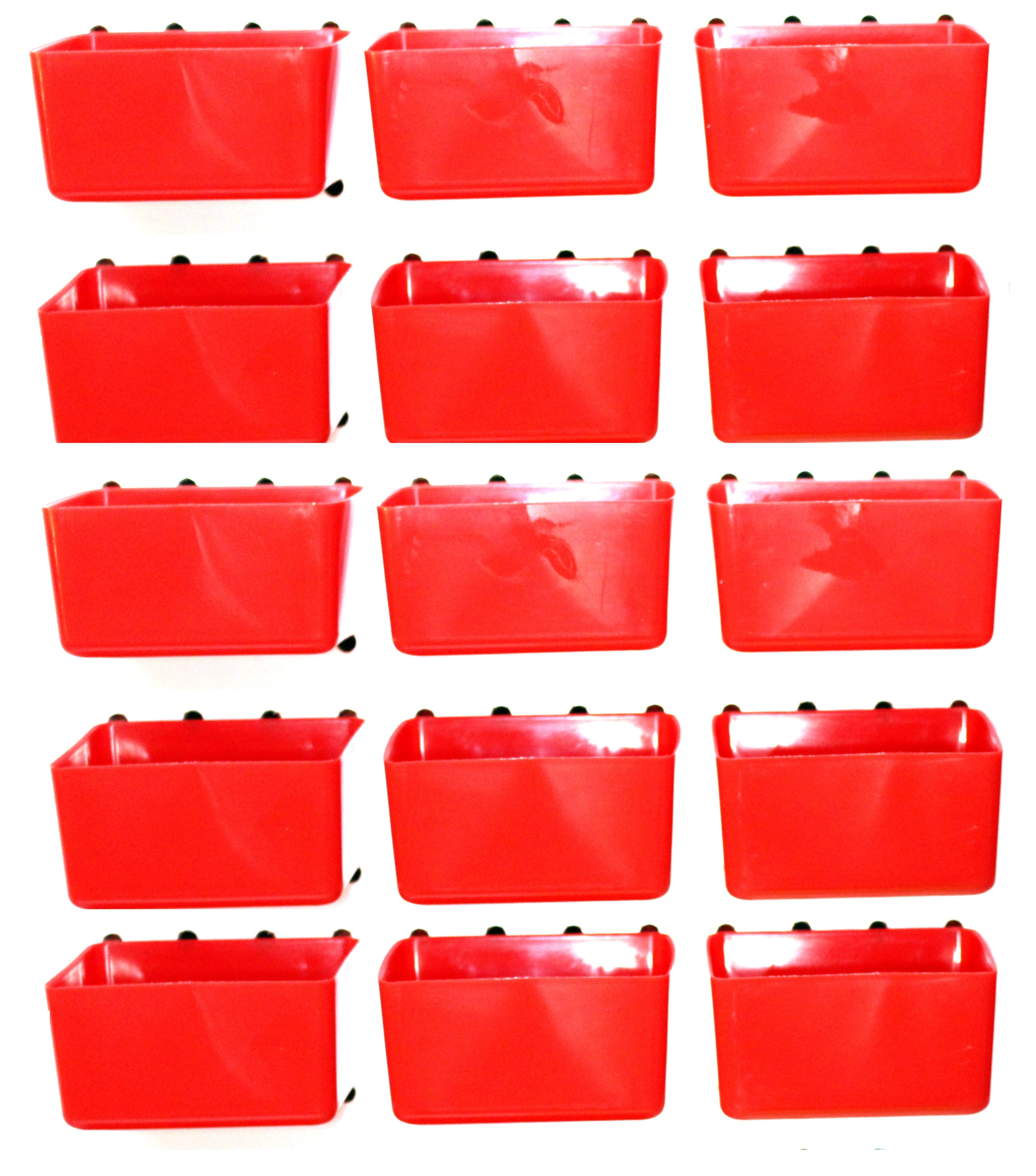 15 Pack Small Plastic Pegboard Storage/Parts Bins Red