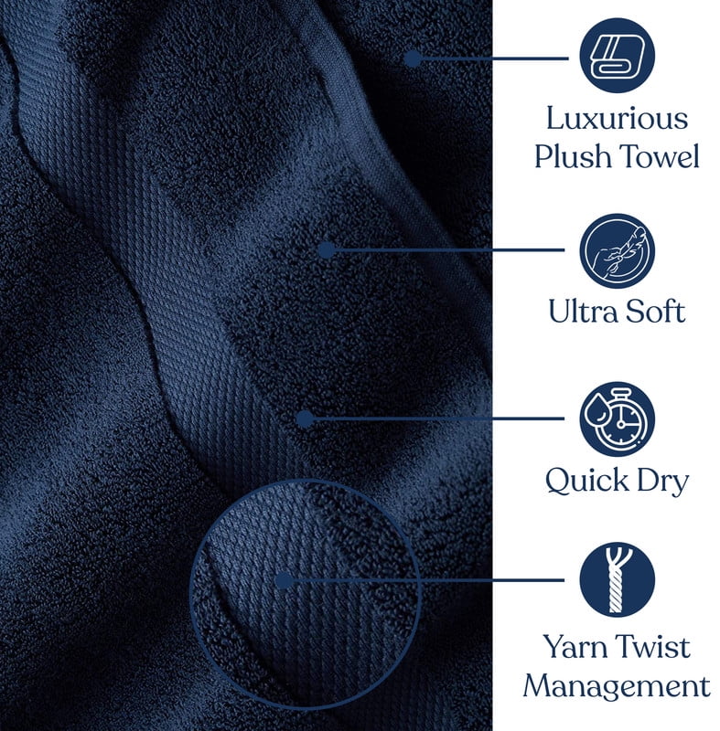 Delara 33-Piece Organic Cotton Towel Set, 650 GSM Luxury Plush, Quick Dry & Ultra-Absorbent, GOTS & OEKO-TEX Certified, Navy Blue