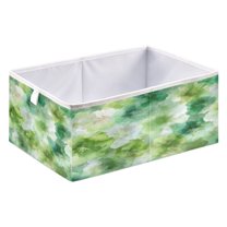 Foldable Fabric Storage Bin Home Cubes Clothing Organizer Bins Large Collapsible Box Basket for Home Organizer Green Tie-dye Flowers