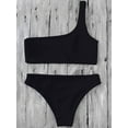 thumbnail image 4 of ZAFUL for Women One Shoulder Bikini Top and Bottoms Black M, 4 of 5