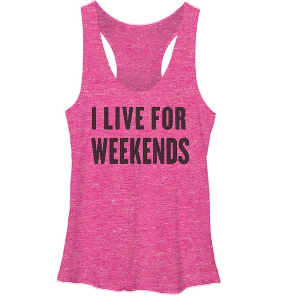 Women's Lost Gods I Live for Weekends  Racerback Tank Top Pink Heather Small