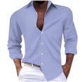 thumbnail image 2 of QUNYINEY Casual Mens Shirts Collared Striped Blue Long Sleeve Tops Drop Shoulder Loose Cocoon Button Down T-Shirts, 2 of 5