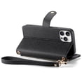 thumbnail image 3 of For iPhone 16 Pro Max Case RFID Blocking Zipper Pocket Leather Wallet Phone Cover - Black, 3 of 5