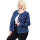 thumbnail image 2 of Women's Plus Size Long Sleeves Collarless Denim Jacket Navy Blue 3X, 2 of 6