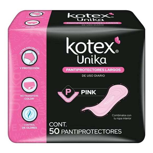 Pantiprotectores Kotex Unika Pantiprotectores Unika Pink Largos, 50 piezas