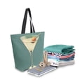 thumbnail image 2 of FORMRS Womens Canvas Tote Bag with Zipper Inner Pocket Shoulder Handbag, Beige Martini, 2 of 7