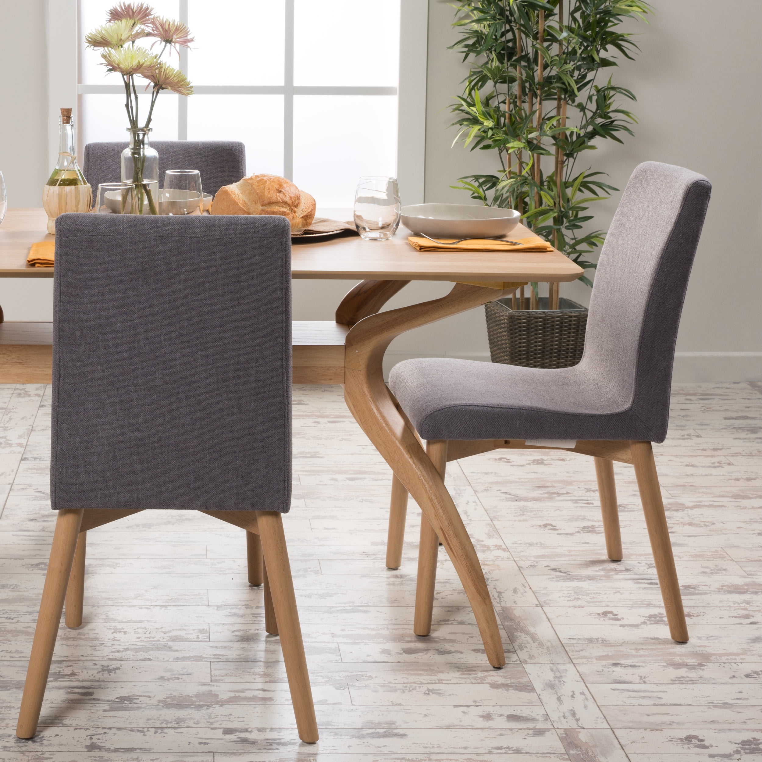 Noble House Keaton Mid-Century Modern Fabric Dining Chairs, Set of 2 ...