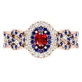 thumbnail image 2 of Dazzlingrock Collection 6X4mm Oval Garnet with Round Blue Sapphire & White Diamond Interweaving Double Halo Wedding Ring for Women in 10K Rose Gold, Size 7.5, 2 of 6