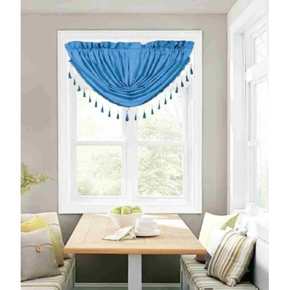 (RS8) 1-Piece Beaded Blackout Waterfall Valance Ideal for Restaurants, Brunch Spots & Home Décor (48"x38")