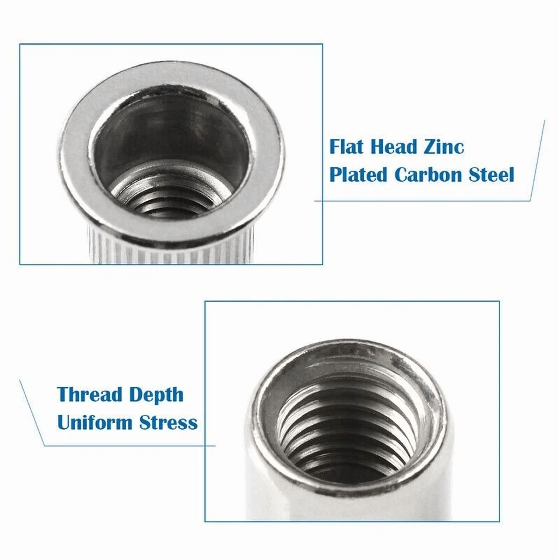 CIRCLE- 150Pcs Rivet Nuts Stainless Steel Threaded Insert Nut Nutsert Rivnuts Flat Head