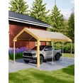 thumbnail image 2 of 10x20 Heavy Duty Carport, Galvanized Steel Outdoor Car Canopy with UV-Resistant & Water-Resistant PE Cover, Portable Garage for SUV, Truck, Boat, Yellow, 2 of 8