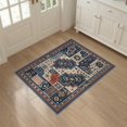 thumbnail image 3 of ODIKA 3'x5' Beige Blue Orange Geometric Mosaic Pattern Washable Throw Rug Intricate Abstract Design with Bold Shapes for Entryway, Kitchen, Mudroom, Stain Resistant, Low Profile, Non-Slip, 3 of 7