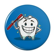 Happy Tooth Toothbrush Dentist Pinback Button Pin