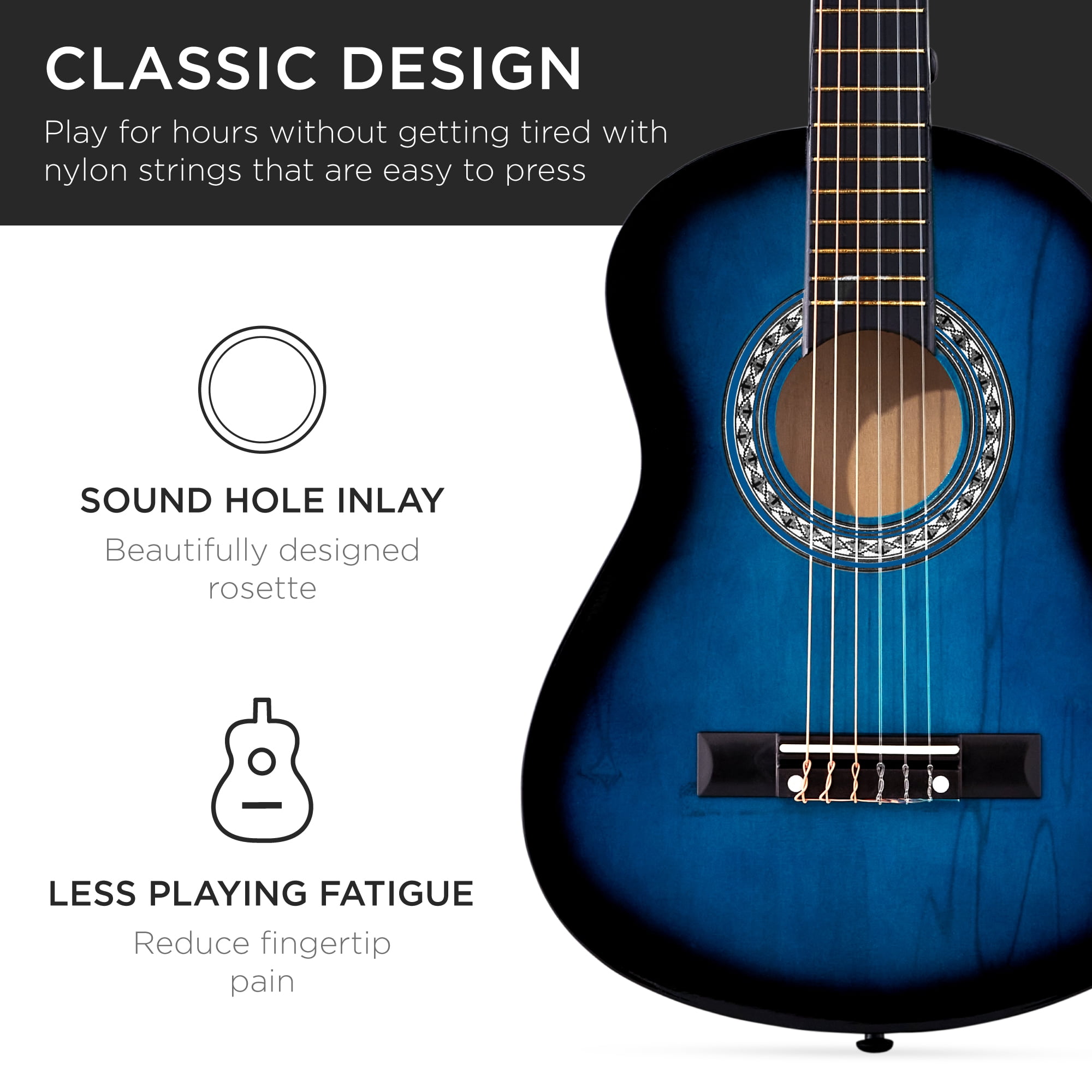 Best Choice Products Walmart Exclusive 38in Beginner Acoustic Guitar Starter Kit w/ Gig Bag, Strap, Extra Strings - Walmart Blue