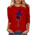 thumbnail image 3 of Sentmoon Halloween Sweatshirt Oversized Long Sleeve Crew Neck Hooded Sweatshirt Loose with Print T Shirts Active Fall and Winter for Office Halloween Events and Work Parties Red S, 3 of 5