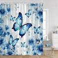thumbnail image 4 of Blue Butterfly Shower Curtains Romantic Purple Floral Watercolour Art Bath Curtain Set Fabric Bathroom Bathtub r with, 4 of 7