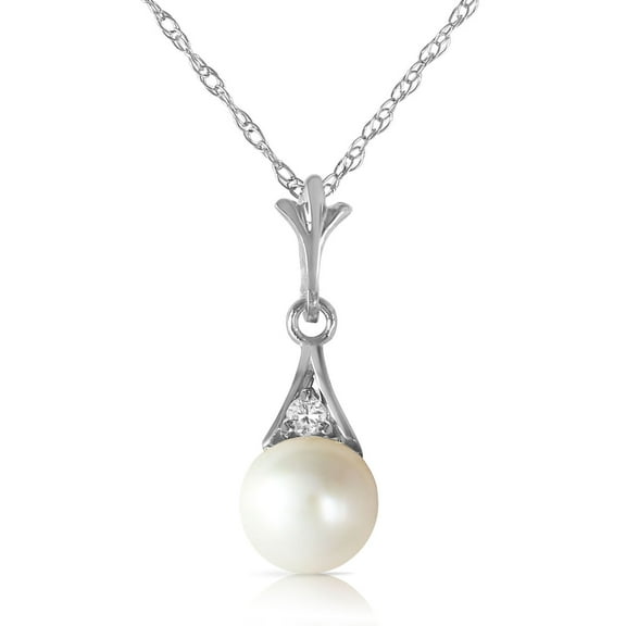 Galaxy Gold 14K White Gold Natural Diamonds and Pearl Pendant Necklace - June Birthstone - Balance & Intuition - 16" to 24" - Fine Jewelry for Women