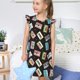 thumbnail image 4 of Balery Colorful Retro Tape Camisón de princesa para niñas, pijama de algodón con mangas abullonadas, suave y bonito.-Small, 4 of 6