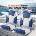 thumbnail image 3 of KFFKFF Marine Seats, 21.85" High-Back Folding Seats, Enhanced Sponge Cushion & Hinge Design, Foldable Captain Chairs for Fishing, Sightseeing, Speedboats & Canoes, Set of 2, 3 of 9