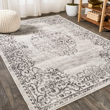 JONATHAN Y MDP206A-5 Minori Filigree Medallion Dark Gray/Cream 5 ft. x 8 ft. Area Rug, Vintage Bohemian, Pet Friendly, Stain Resistant, Easy to Clean, for Living Room; Kitchen, Bedroom