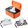 thumbnail image 1 of Wipes Dispenser with 2Pcs Portable Refillable Wipe Holder,Reusable Large Wipe Holder Box Flushable Wipes Case Bathroom Wipes Container for Pet Nursery Kitchen Office Counter(Orange-Black), 1 of 6