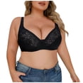 thumbnail image 4 of Bigersell Full-Coverage Bras for Women Plus Size Lace V-Neck Wireless Bra Ladies Bras No Underwire Push up Padded Bra Comfort Soft Bra for Everyday Wear Full Figure Bra G-6-Black 95D, 4 of 7