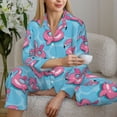 thumbnail image 6 of Pajama Sets for Women 2 Pcs, PinkInflatable bird circle Button Down Long Sleeve Sleepwear Lounge PJ Sets, 6 of 6