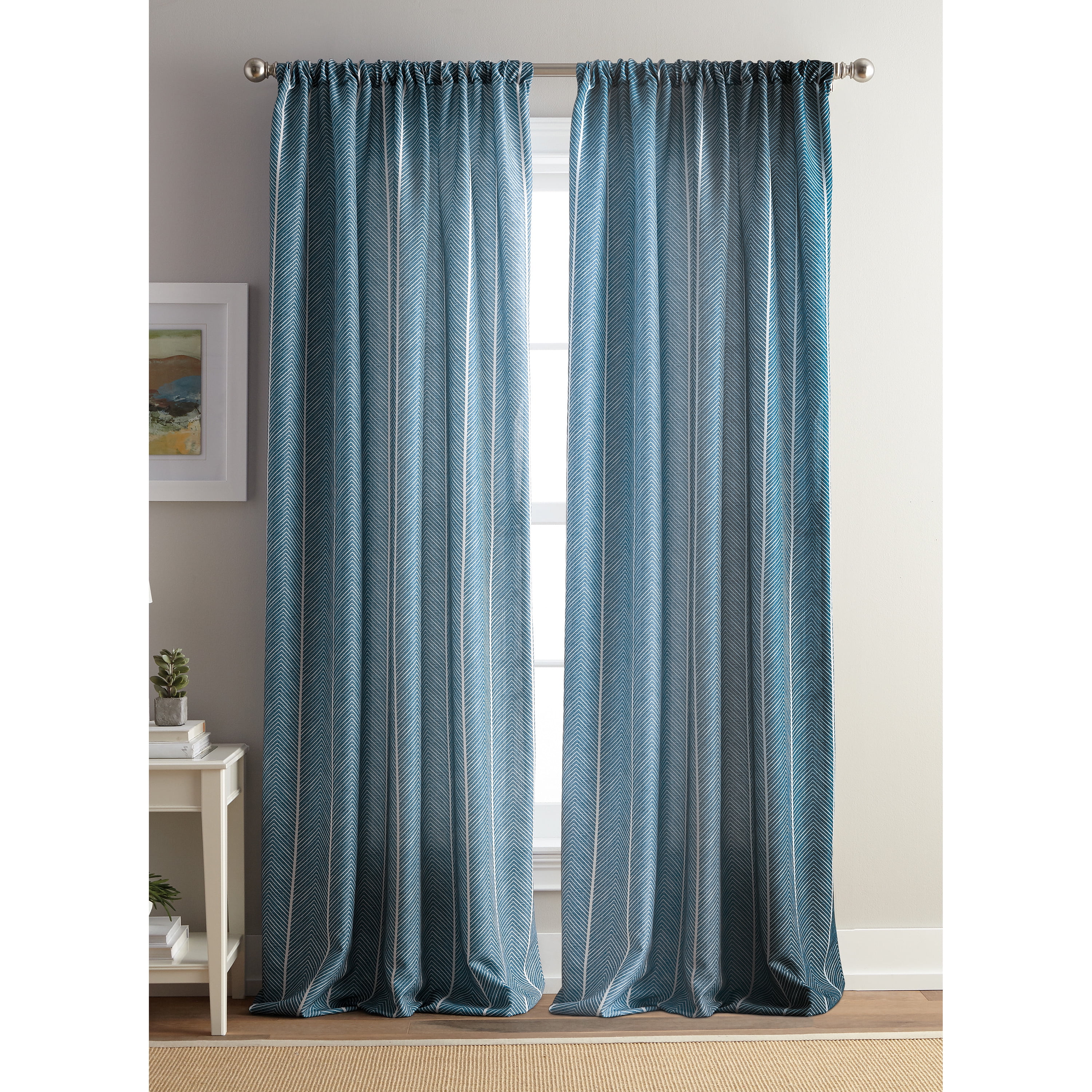 BETTER HOMES AND GARDENS STRIPED CHEVRON ROD POCKET CURTAIN - Walmart.com