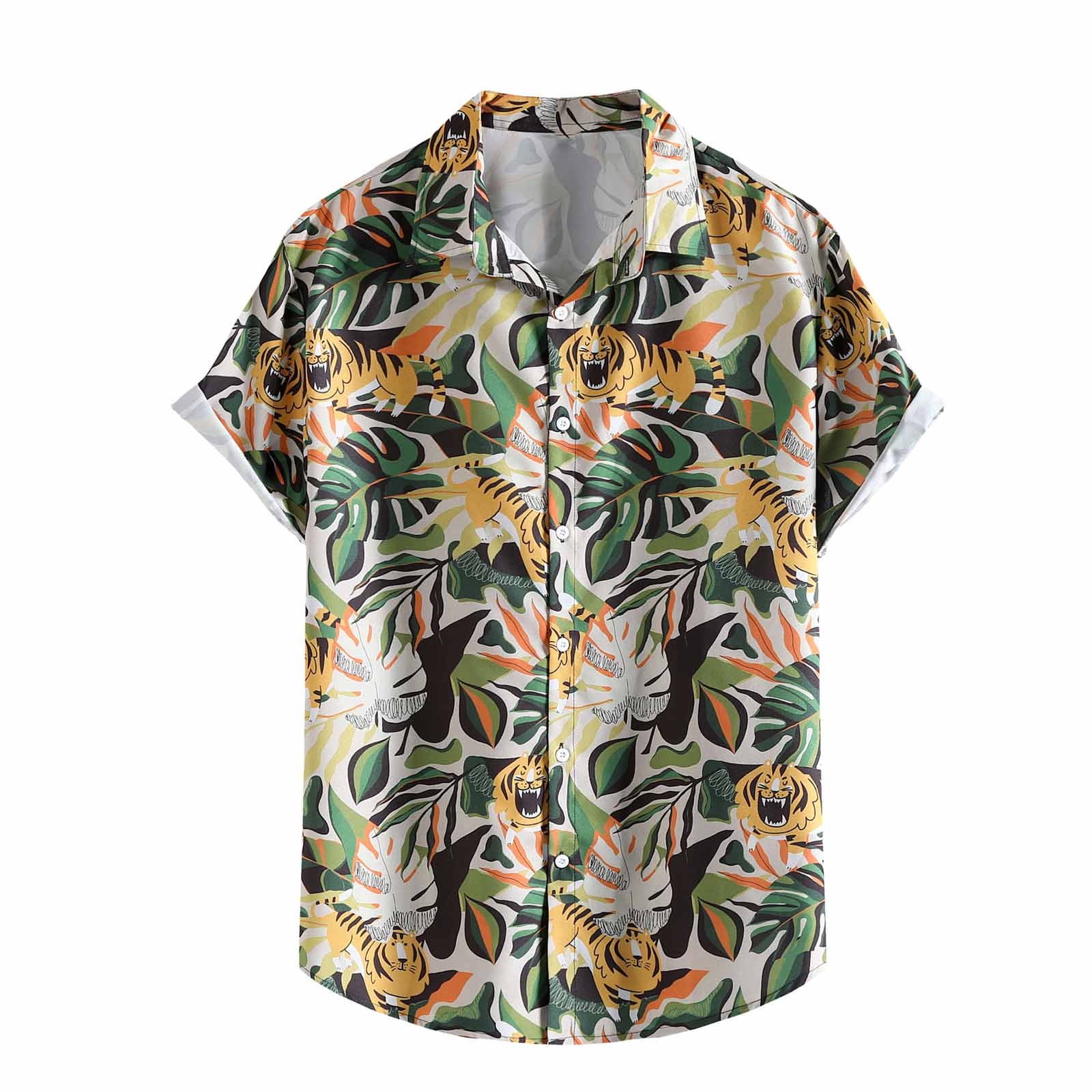Hawaiian Shirt for Men Regular Fit Beach Shirts Casual Buttons Floral Print Turndown Short