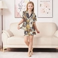 thumbnail image 3 of Silky Satin Kids' Pajama Set Breathable & Smooth Unisex Button-Down Pajamas A Large Group Of Dogs, 3 of 8