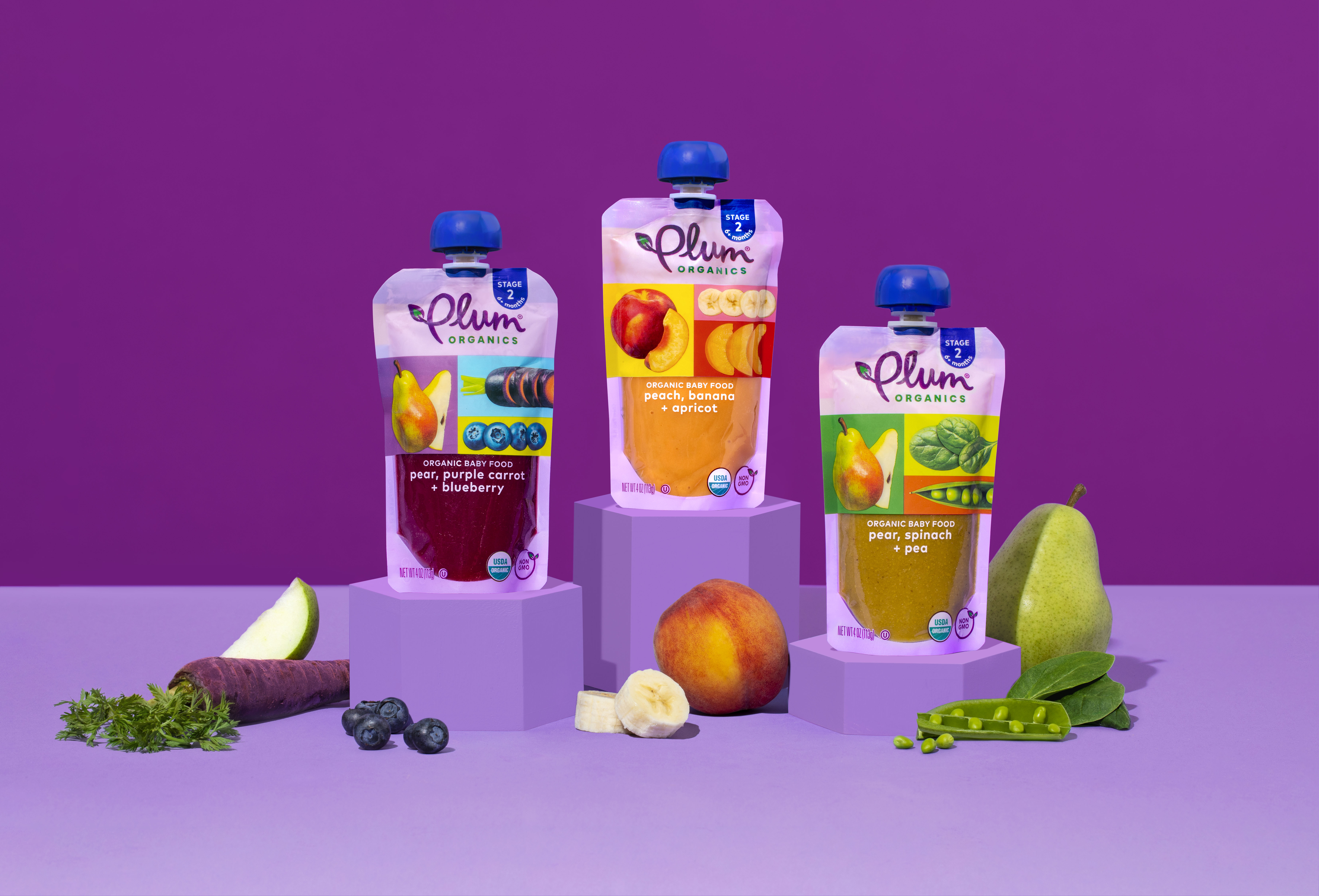 Plum Organics Stage 2 Organic Baby Food Pouches: Pear, Purple Carrot, Blueberry - 4 oz, 6 Pack - image 4 of 9