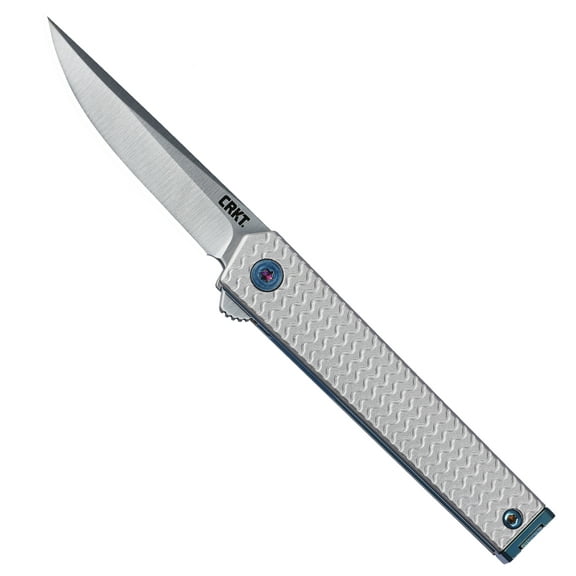 CRKT CEO Microflipper Everyday Carry EDC Pocket Folding Knife with Liner Lock: 12C27 Plain Edge Blade, Aluminum Handle, Reversible Pocket Clip, 7081