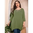 thumbnail image 6 of SHOWMALL Plus Size Maternity Clothes 3/4 Sleeve Army Green 2X Swing Tunic Top Lace Clothing Crewneck Blouse Loose T Shirt for Leggings, 6 of 7
