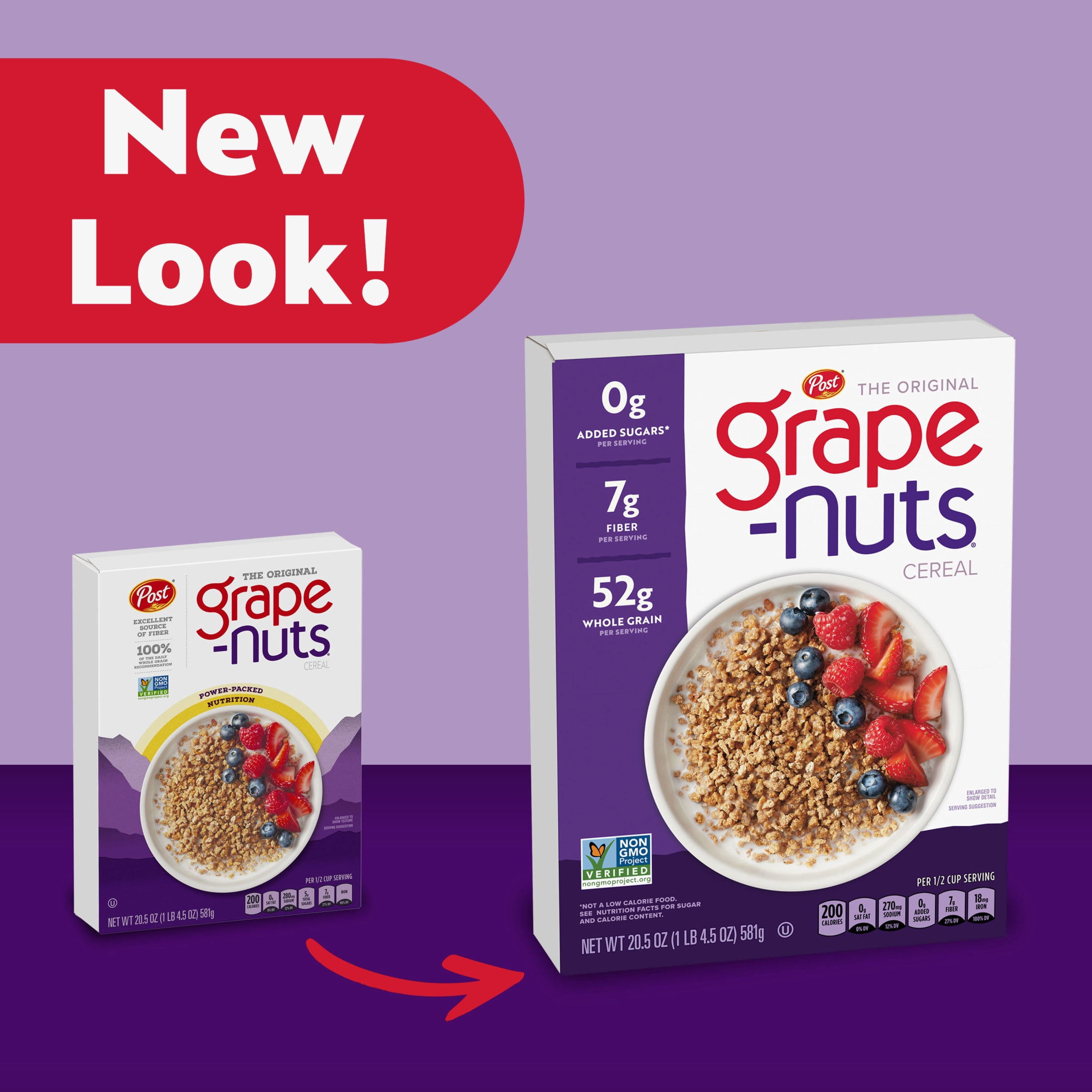Post Grape-Nuts Cereal, Low Fat, High Fiber, Kosher, Whole Grain, Crunchy, 29 Oz Box