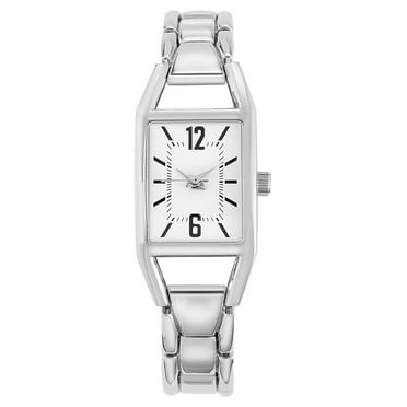 Time and Tru Women's Oblong Silver Tone Bracelet Watch