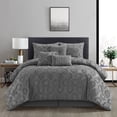 thumbnail image 3 of Lanco Honeycomb Shabby Chic 7 Piece Comforter Set, Grey, Bed Size Queen, Luxury Bedding Sets, 3 of 7