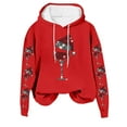 thumbnail image 2 of Yteetum Women's Oversized Christmas Hoodies Christmas Red Wine Glass Print Long Sleeved Fleece Hooded Sweatshirts Pullover Top Womens Xmas Graphic Loose Drop-Shoulder Fleece Hoodies Fall Winter, 2 of 5