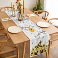 thumbnail image 3 of Table Runner 36 Inches Long for Kitchen Dining, Gnomes Sunflower Dresser Scarf Farmhouse, Dining Table Decorations for Wedding/Parties, Bees Branches Floral Wooden 13 x 36 In, 3 of 8