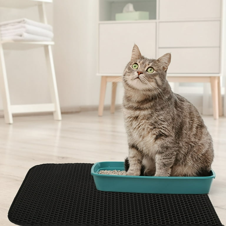Primepets Cat Litter Trapping Mat, Double Layer Kitty Litter Trapper Pad, Non-Slip,24x15 in, Size: 24 x 15, Black