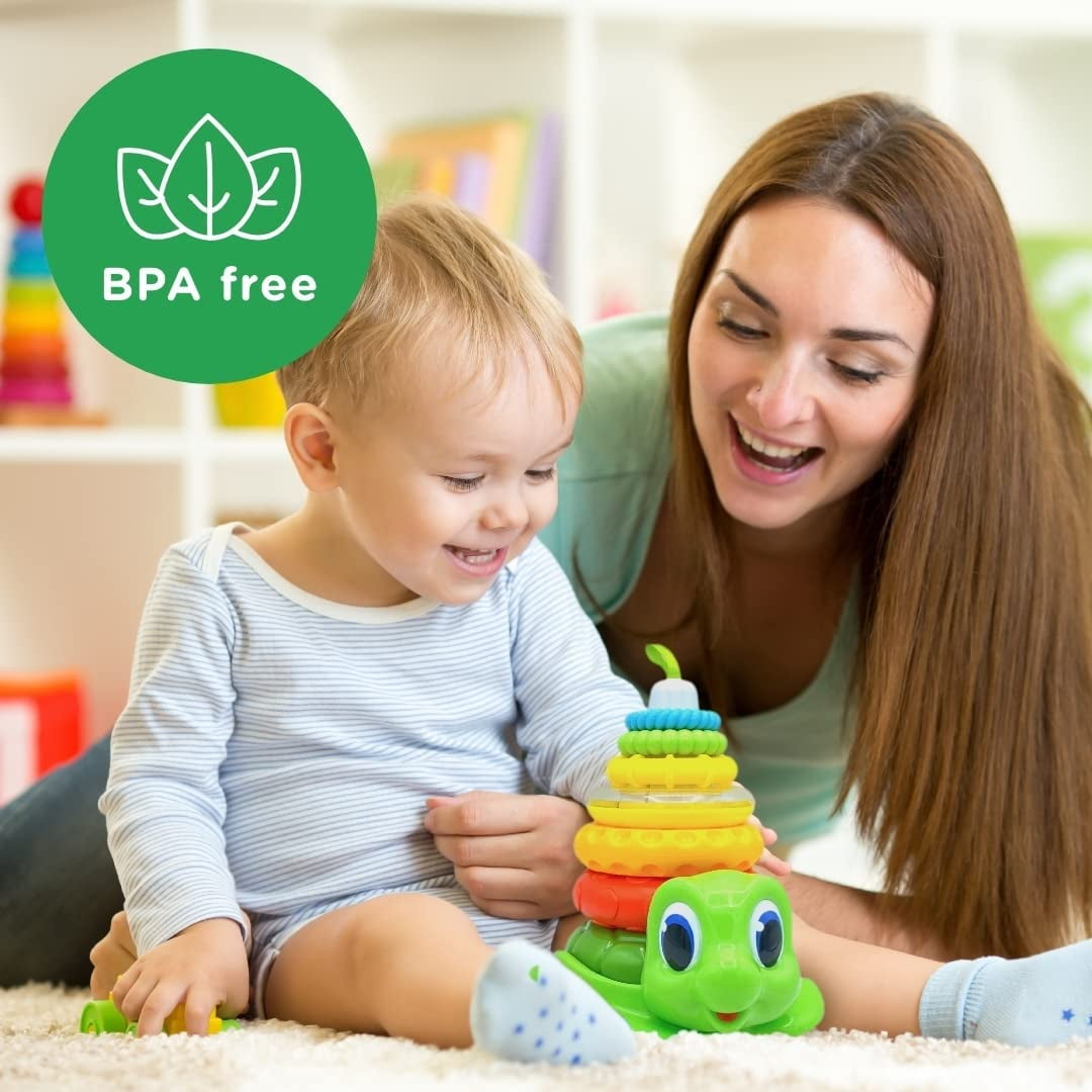 Move2Play, Turtle Ring Stacking Toy, Gift for 1 Year Old Boys & Girls, Baby Toys, 6 to 12 Months, Ages 0-6+, 9, 10, 18+ Months