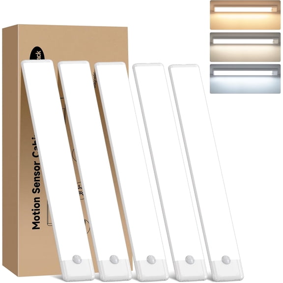 11.8 inch Motion Sensor Under Cabinet Light, 5-Pack, 3 Color