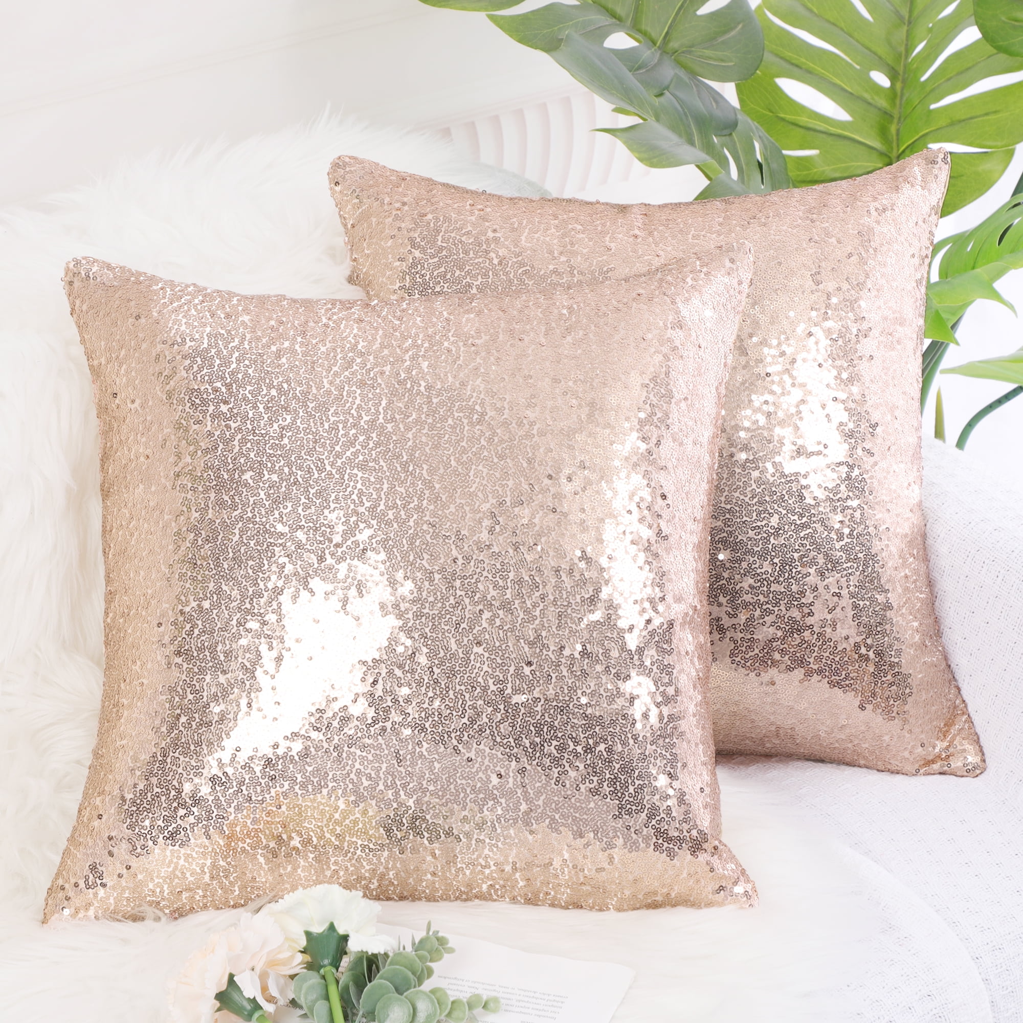 Sparkling rectangle Home Decoration Sequin shine pillow Cushion Cover silver 
