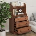 thumbnail image 5 of 3 Drawers Dresser with Shelves, Tall Nightstand with 2 Open Shelves, Modern Chest of Drawers with Anti-Toppling Device, Utility Storage Dresser for Living room, Bedroom, Closet, Entryway (Walnut), 5 of 11