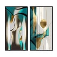 thumbnail image 2 of Designart "Turquoise Pirouette Retro Minimalist Dance III" Modern Geometric Framed Wall Art Set Of 2 - Modern Gold Frame Gallery Set For Office Decor, 2 of 6