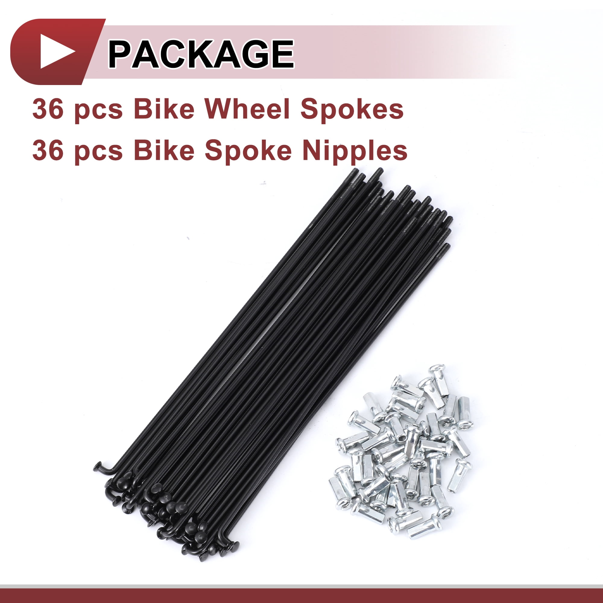 Unique Bargains 36 Set 12G Bicycle Spoke 12G Bike Wheel Spokes 45 Steel Black-165mm