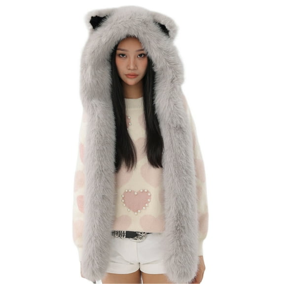 RUISINERY Thicken Warm Scarf Hat Lovely Foxs Ears Women Hat Outdoor Earflap Children Hat for Winter Warmth and Fashionable Look